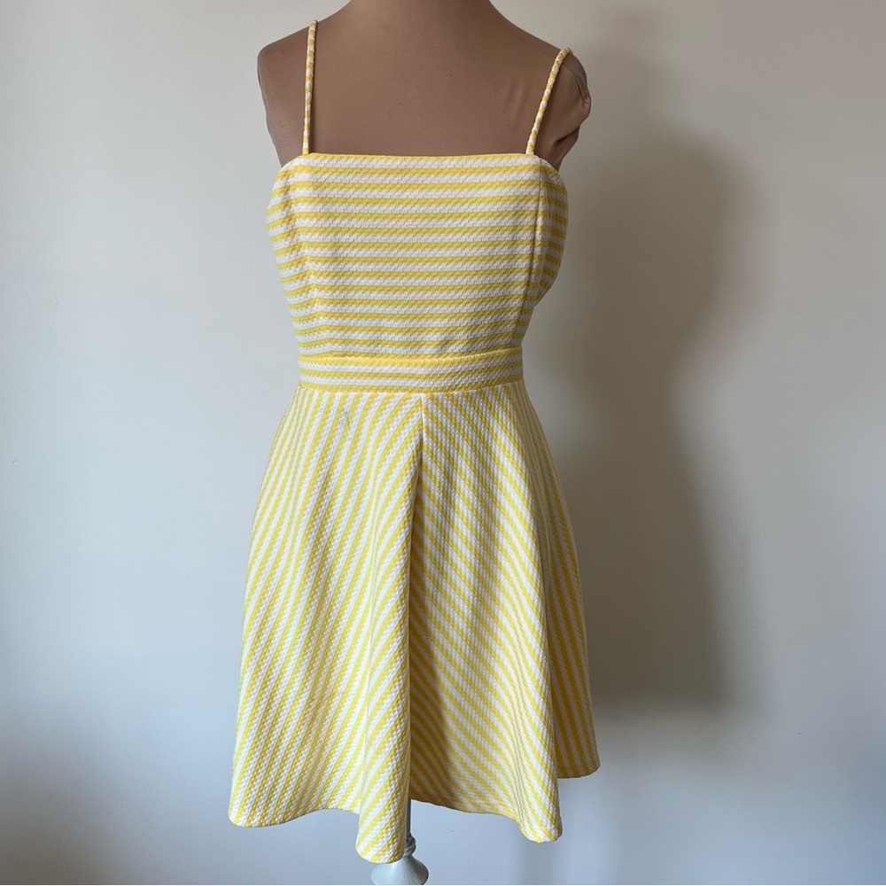 Anthropologie Hutch Molly Striped Yellow White Bow Spaghetti Strap Dress EUC XS - Picture 3 of 12